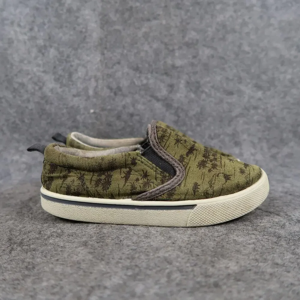 OshKosh B'Gosh Shoes Kids 10 Sneakers Slip On Trainers Fabric Green Toddler Boy